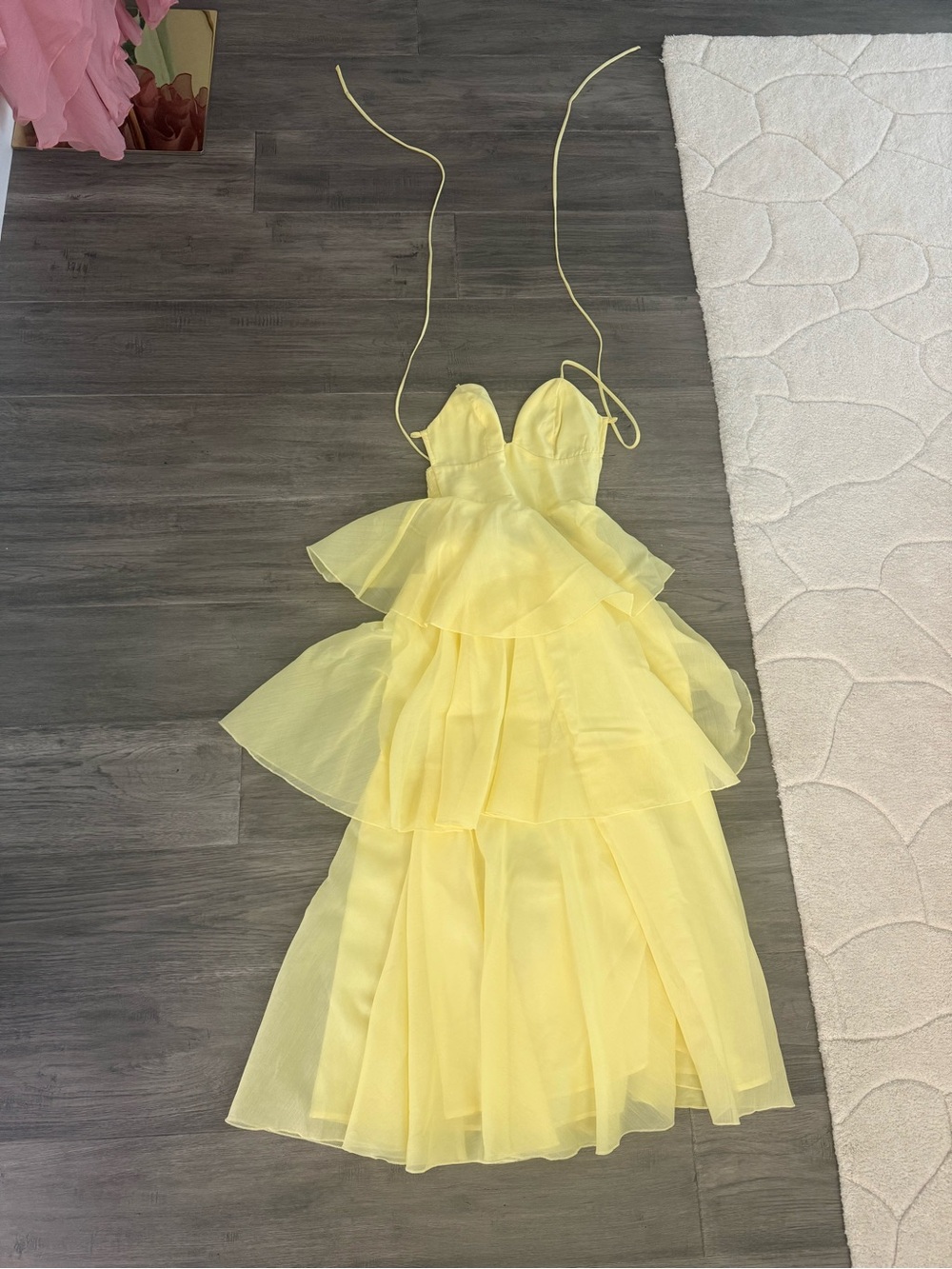 Hello Molly Yellow Tiered Organza Gown